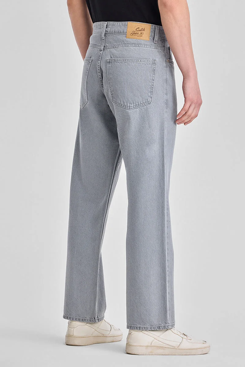 Snitch Grey Washed Straight Fit Jeans for Men | Best Price UAE